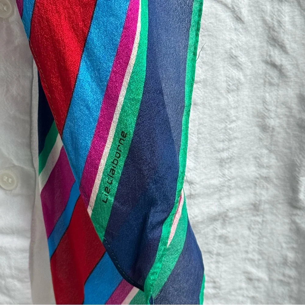 Liz Claiborne 100% Silk Scarf Made in Japan Multicolor Chic Colorful Summer